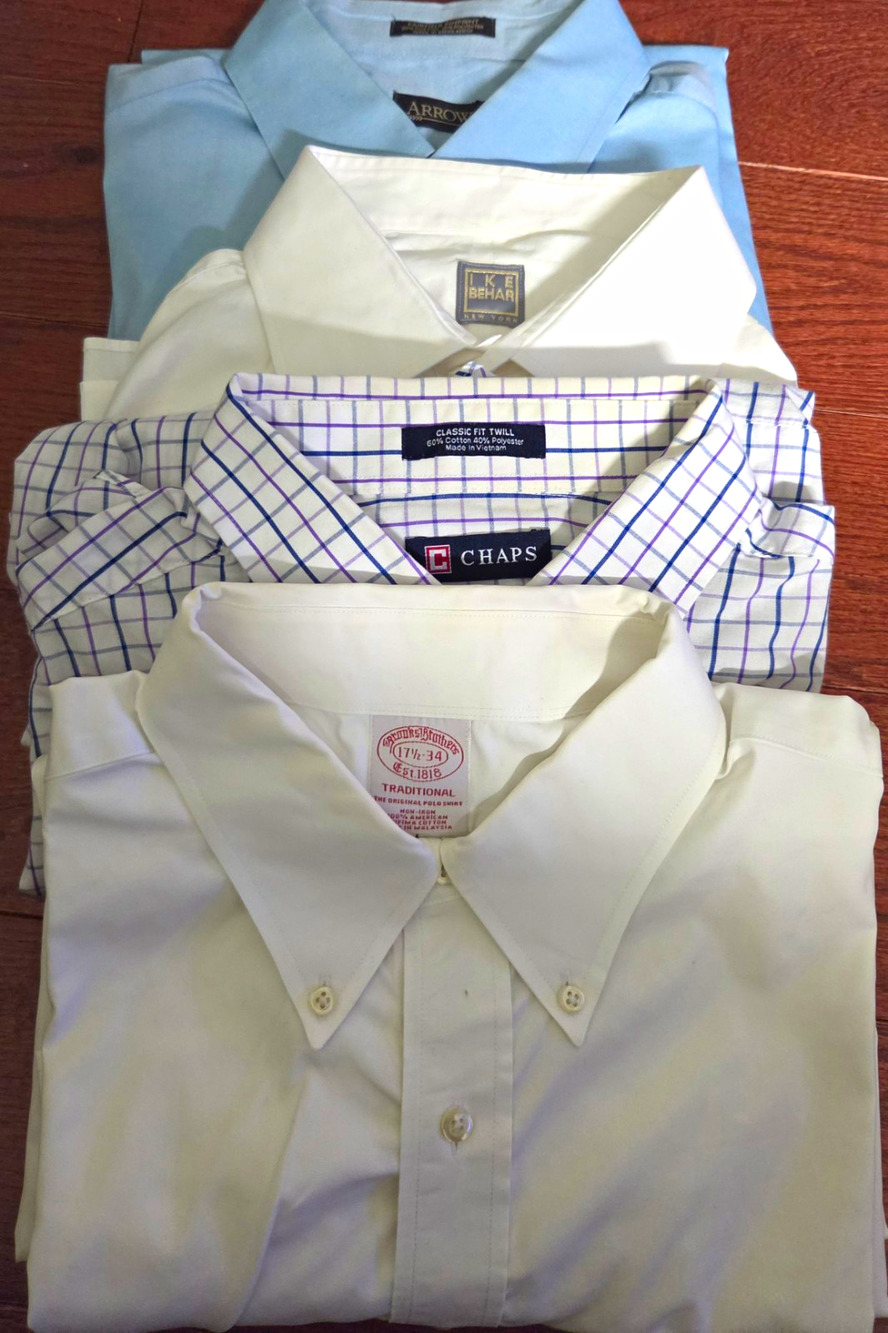 Various High End Men's 17.5 34/35 Light Blue Dress Shirts Wrinkle FreeSet of 4